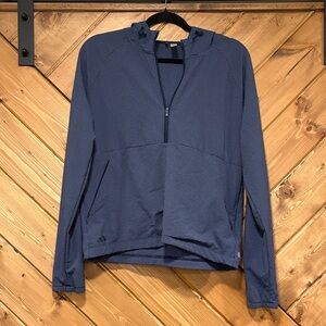 ADIDAS Seersucker 1/4-Zip Golf Hoodie - Blue Checkered Medium